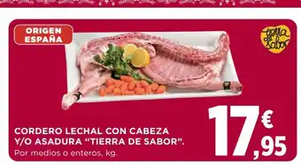 Hipercor Cordero Lechal Con Cabeza Y/O Asadura "Tierra de Sabor" oferta