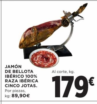 Hipercor Jamón de Bellota Ibérico 100% Raza Ibérica Cinco Jotas oferta