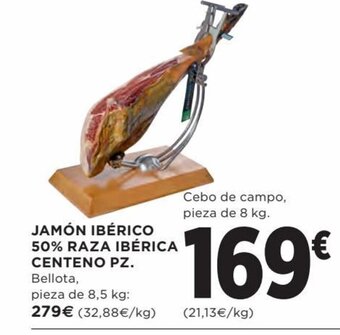 Hipercor Jamón Ibérico 50% Raza Ibérica Centeno Pz oferta