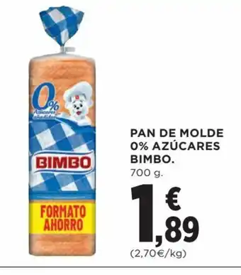 Hipercor Pan de Molde 0% Azúcares Bimbo oferta