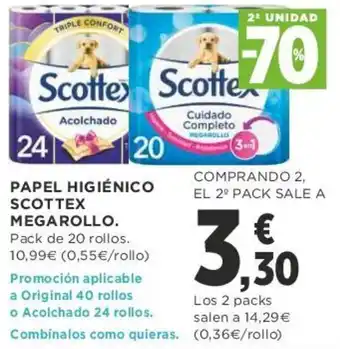 Supercor Scottex Megarollo Papel Higiénico 20 rollos oferta
