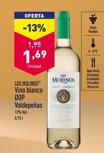 ALDI Los Molinos Vino Blanco DOP Valdepeñas oferta