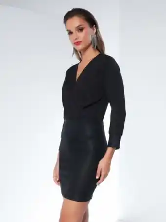 Venca Vestido fiesta efecto doble con falda metalizada oferta