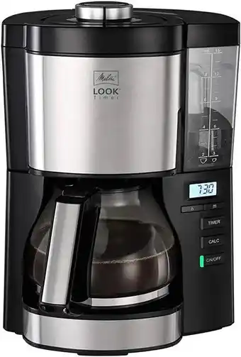 Amazon Melitta cafetera de filtro, modelo look v timer, número de modelo 1025-08, acero inoxidable, negro oferta