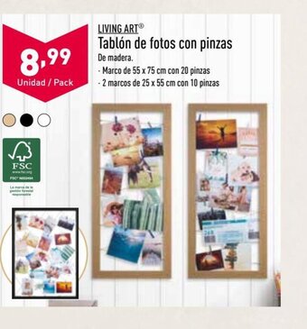 ALDI Living Art Tablón de fotos con pinzas oferta
