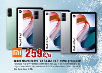 FROIZ Tablet xiaomi redmi pad 3/64gb 10,6" verde, gris o plata oferta