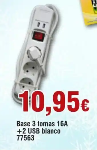 FROIZ Base 3 tomas 16A + 2 USB blanco 77563 oferta
