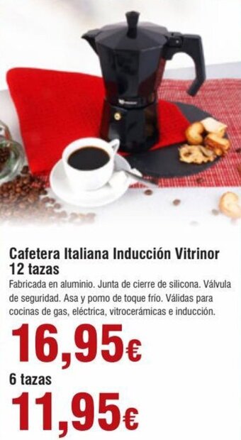 FROIZ Cafetera italiana inducción vitrinor 12 tazas oferta