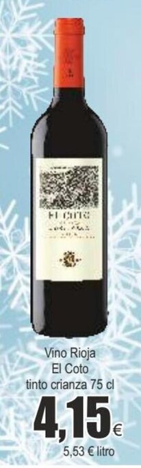 FROIZ Vino rioja el coto tinto crianza 75 cl oferta
