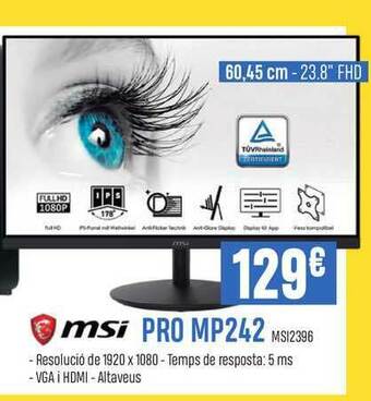 Beep MSi Pro Mp242 60.45cm 23.8'' Fhd oferta