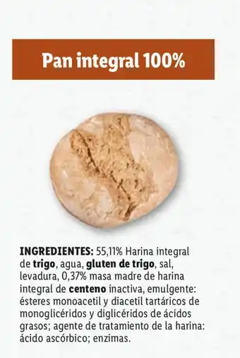 Lidl Pan Integral 100% oferta