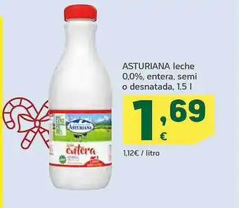 HiperDino Asturiana leche entera, semi o desnatada oferta
