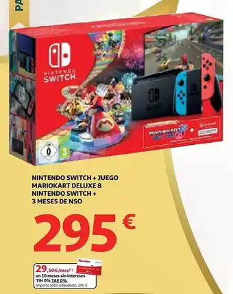 Alcampo Nintendo switch + juego mariokart deluxe 8 nintendo switch + 3 meses de nso oferta