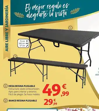 Alcampo 1- mesa resina plegable 2- banco resina plegable oferta