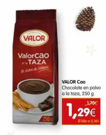 Valor cao chocolate en polvo a la taza