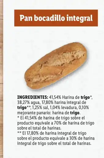 Lidl Pan Bocadillo Integral oferta