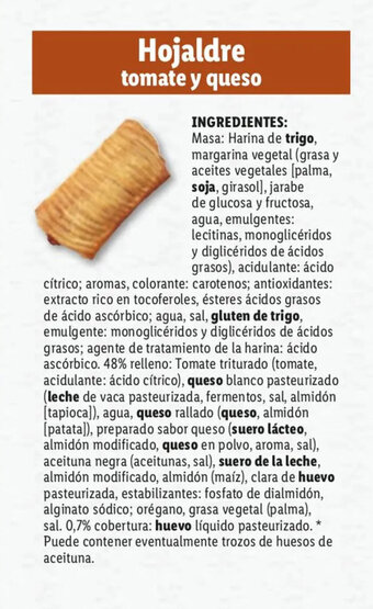 Lidl Hojaldre Tomate Y Queso oferta