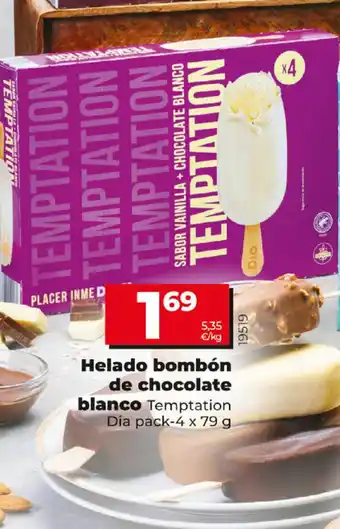 Dia Helado bombón de chocolate blanco Temptation Dia pack-4 x 79 g oferta