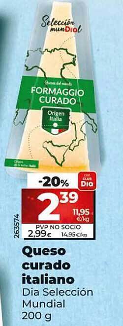 Dia Queso curado italiano dia selección mundial oferta