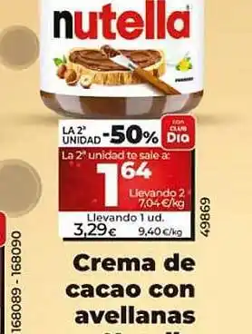 Dia Crema de cacao con avellanas nutella oferta