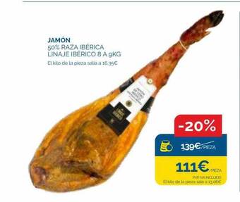 Supermercados La Despensa Jamón 50% raza ibérica linaje ibèrico 8 oferta
