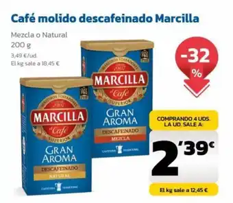 AhorraMas Café Molido Descafeinado Marcilla oferta