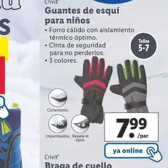 Lidl Guantes de esquí para niños oferta