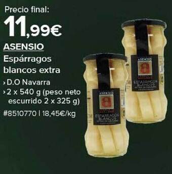 Costco Asensio espárragos blancos extra oferta