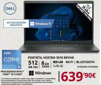 Dynos Informática Portátil vostro 3510 r9yhd dell oferta