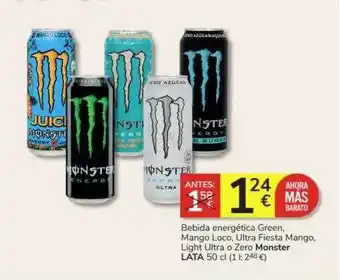 Consum Bebida energética green, mango loco, ultra fiesta mango, light ultra o zero monster oferta