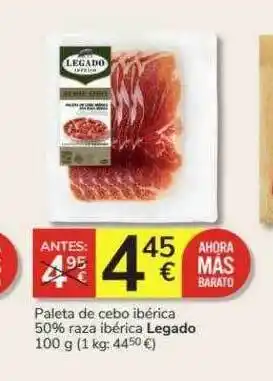 Consum Paleta de cebo ibérica 50% raza ibérico legado oferta