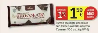 Consum Turrón crujiente chocolate con leche calidad suprema consum oferta