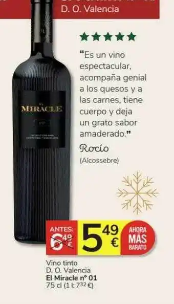 Consum Vino tinto d.o. valencia el miracle n° 01 oferta
