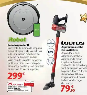 Alcampo Robot aspirador i1 taurus aspirador escoba cross all over oferta