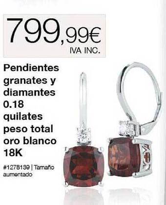 Costco Pendientes granates y diamantes 0.18 quilates peso total oro blanco 18k oferta