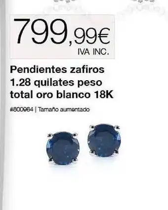 Costco Pendientes zafiros 1.28 quilates peso total oro blanco 18k oferta