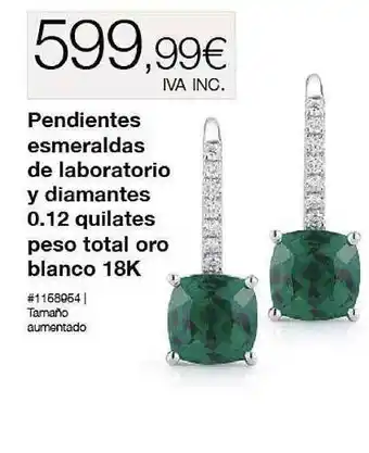 Costco Pendientes esmeraldas de laboratorio y diamantes 0.12 quilates peso total oro blanco 18k oferta