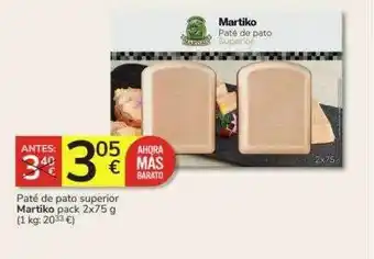 Consum Paté de pato superior martiko oferta