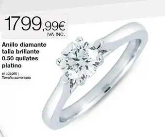 Costco Anillo diamante talla brillante 0.50 quilates platino oferta
