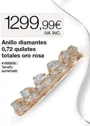 Costco Anillo diamantes 0.72 quilates totales oro rosa oferta