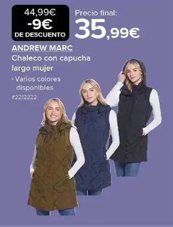 Costco Andrew marc chaleco con capucha largo mujer oferta
