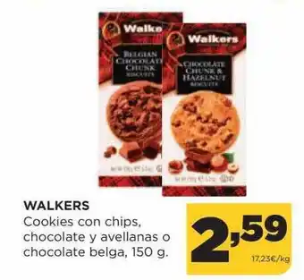 Alimerka Walkers cookies con chips, chocolate y avellanas o chocolate belga oferta