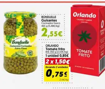 Hiper Usera Bonduelle guisantes o orlando tomate frito oferta