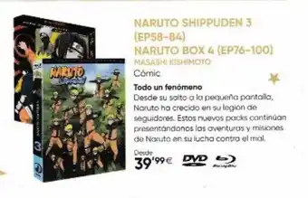Fnac Naruto shippuden 3 ep58-84 naruto box 4 ep76-100 masashi kishimoto comic dvd blu-ray oferta