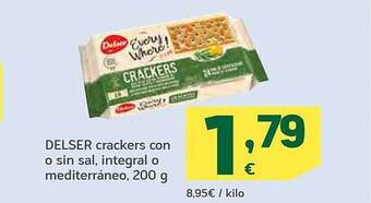 HiperDino Delser crackers con o sin sal, integral o mediterráneo oferta