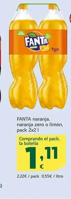 HiperDino Fanta naranja, naranja zero o limón pack 2 oferta