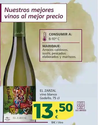 HiperDino El zarzal vino blanco godello oferta