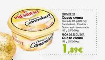 Hiper Usera President queso crema flor de esgueva queso crema oferta