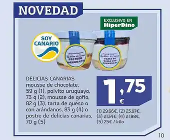 HiperDino Delicas canarias mousse de chocolate oferta