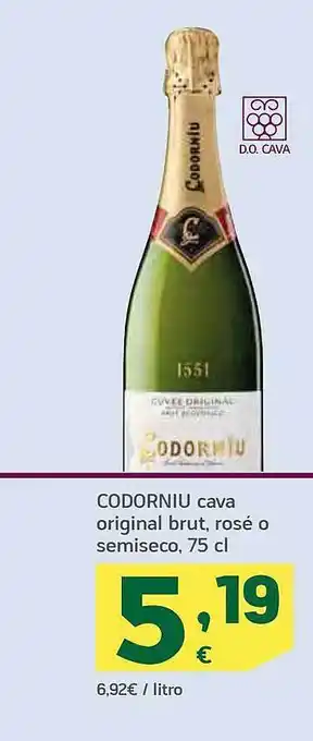 HiperDino Codorniu cava original brut, rosé o semiseco oferta